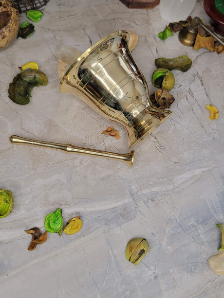 Brass Mortar and Pestle Set: Apothecary Decor