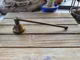 Handmade antique looking honey gold finish swivel metal candle snuffer 5"