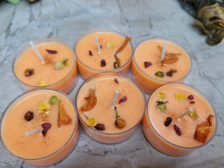 Soy Wax Tealight Candles: Crystal & Herb Scented, Pack of 6