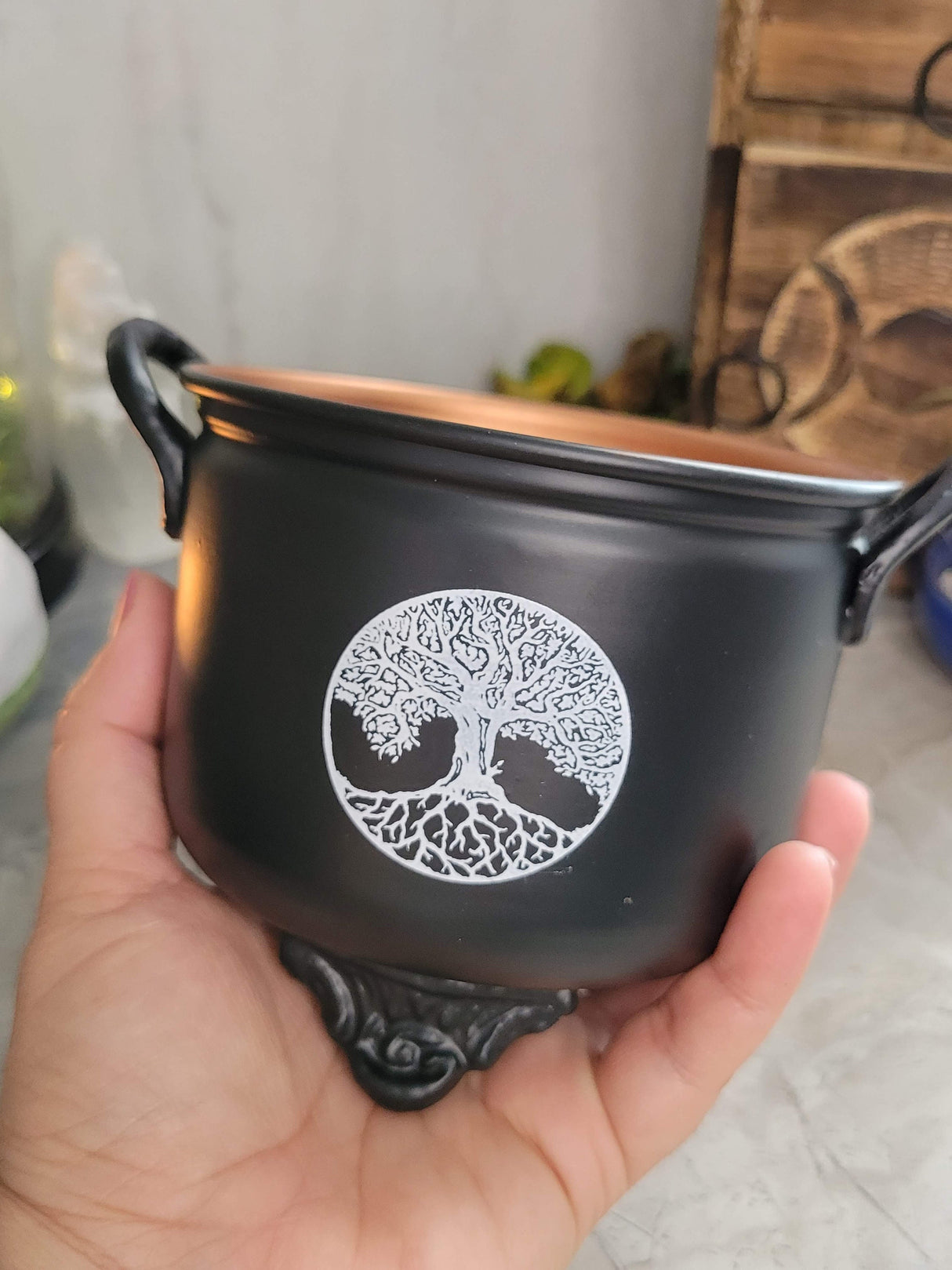 Tree of Life Metal Cauldron: Charcoal Resin Burner, Altar Decor