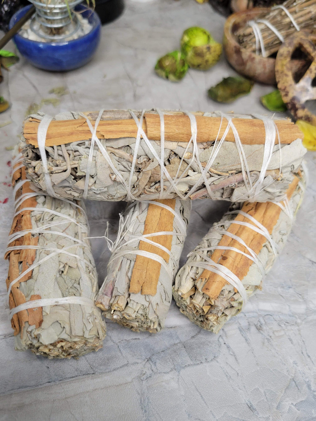White sage & cinnamon smudge stick