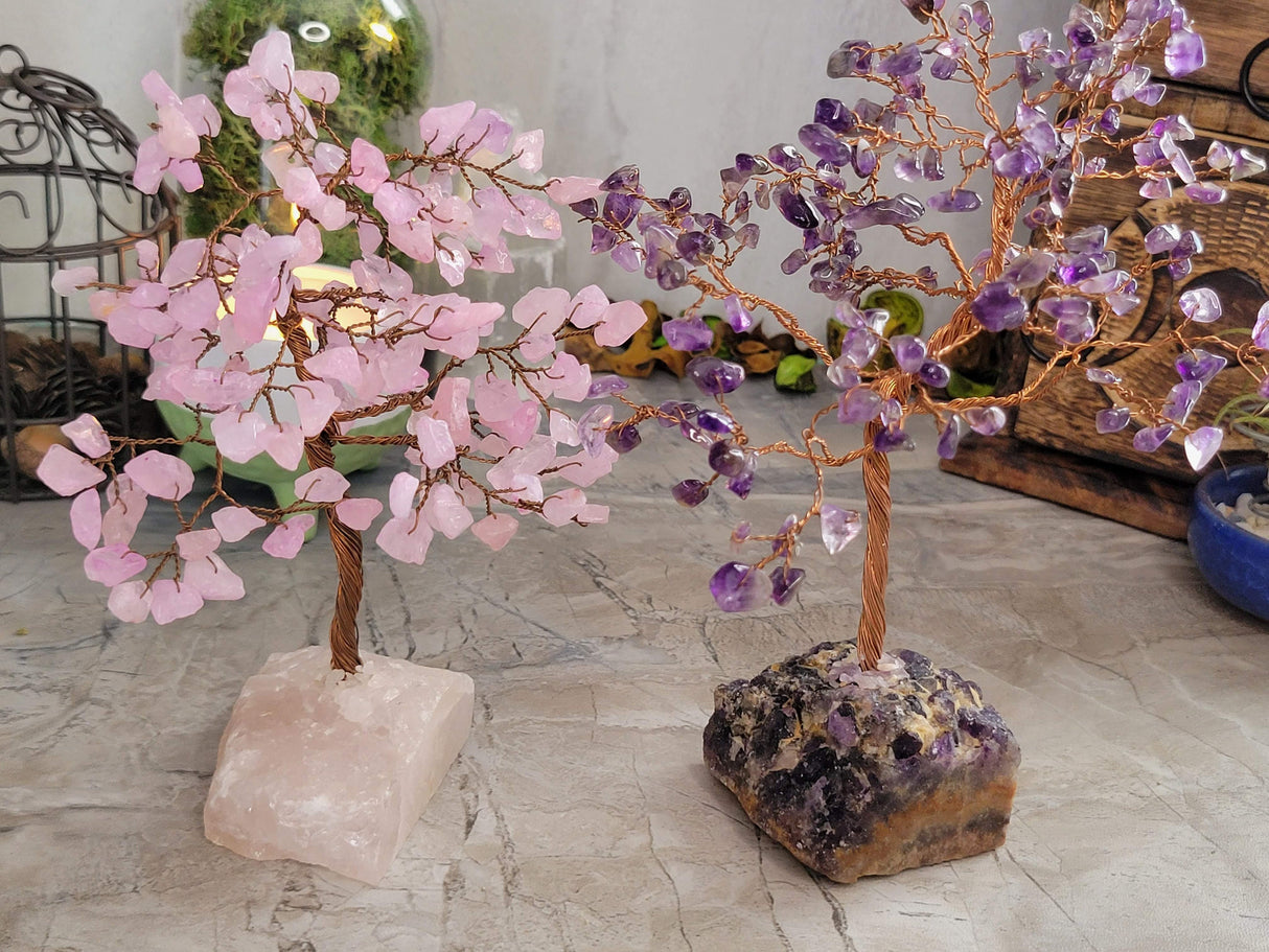 Amethyst , Green Aventurine ,Rose Quartz Tree Of Life (7 inch)