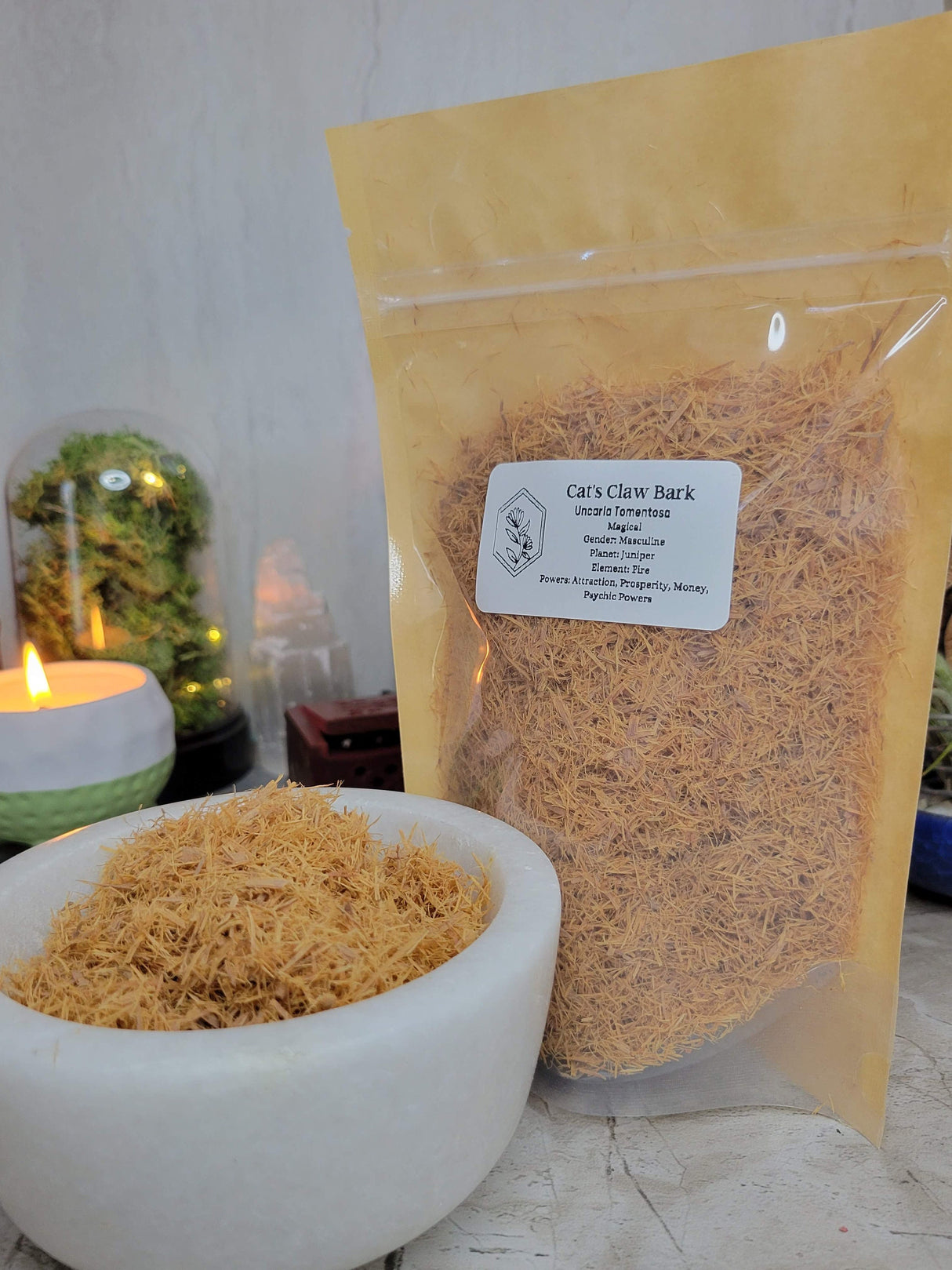 Cats claw bark, cut & sifted 1oz, decoration herbs , magical herbs