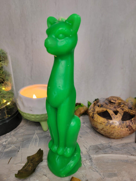 Cat Shaped Ritual Candle: Altar Protection, Banishing, Unhexing