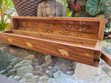 Coffin Incense Burner: Wood Altar Decor with Storage