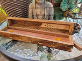Coffin Incense Burner: Wood Altar Decor with Storage