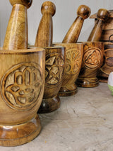 Witch's Wooden Mortar & Pestle Triquetra, Mortar Tree of Life, Pentacle