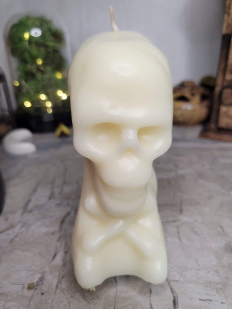 Ritual Skull Candle: Halloween Skeleton Decoration, Altar Piece