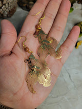 Goldstone and gold fish color earrings / abundance jewelry
