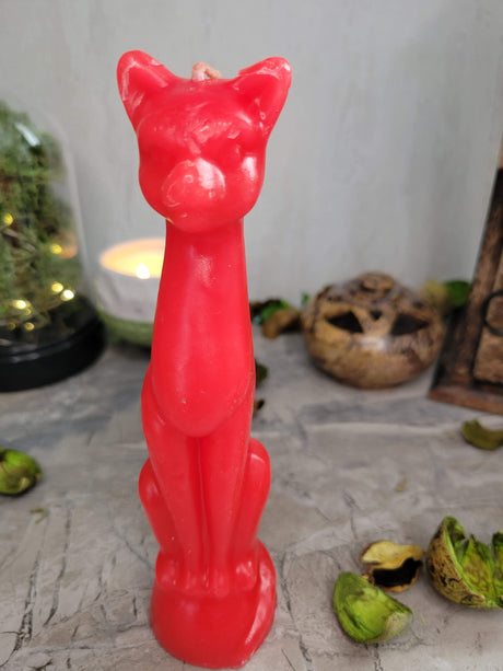Cat Shaped Ritual Candle: Altar Protection, Banishing, Unhexing