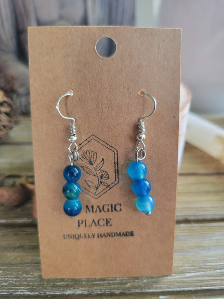 Handmade Stacked Gemstone Drop Earrings