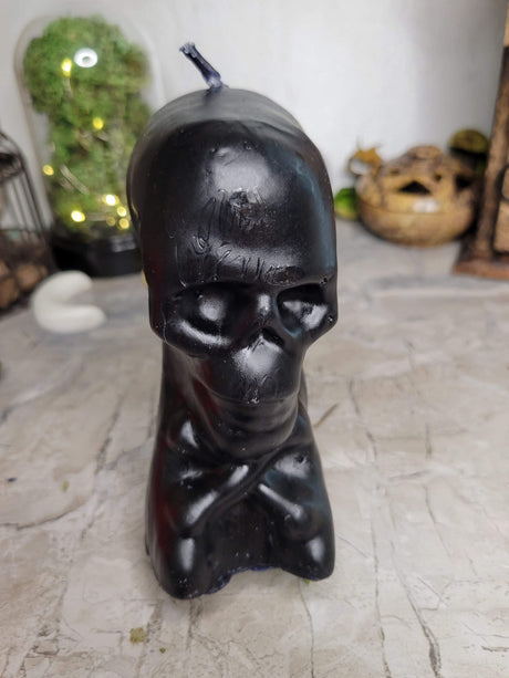 Ritual Skull Candle: Halloween Skeleton Decoration, Altar Piece