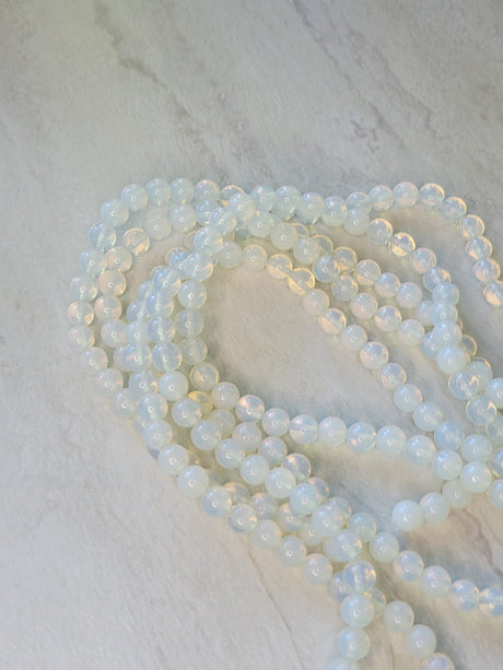Opalite Round Beads: 6mm 8mm, 15.5" Strand