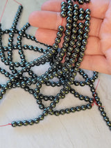 Non-magnetic synthetic hematite beads strands, aa grade round beads