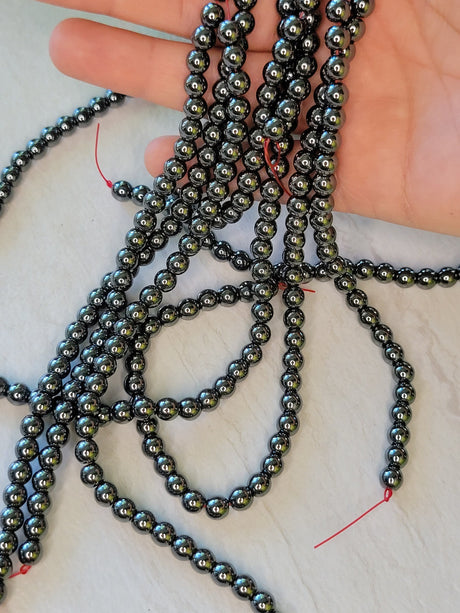 Non-magnetic synthetic hematite beads strands, aa grade round beads