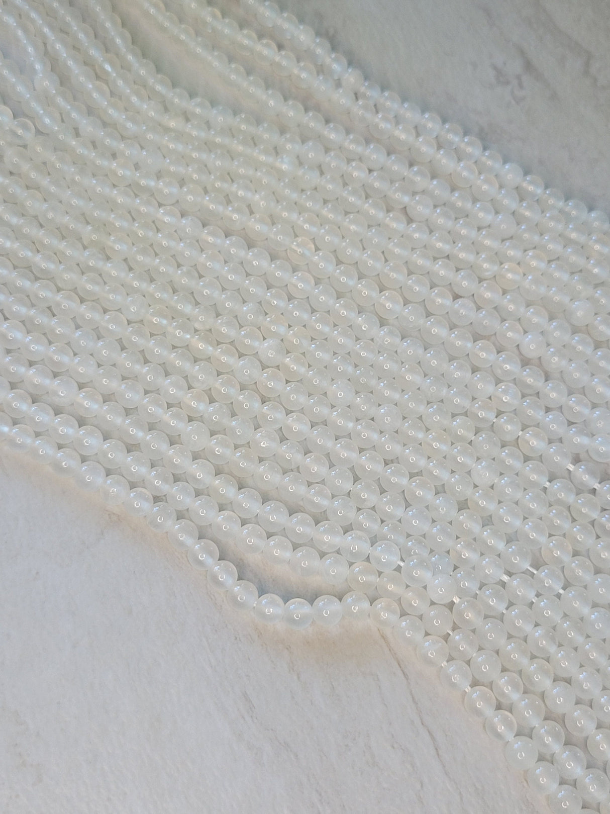 Natural Selenite Bead Strand: 6mm Round Gemstone Beads (15.7 inch)