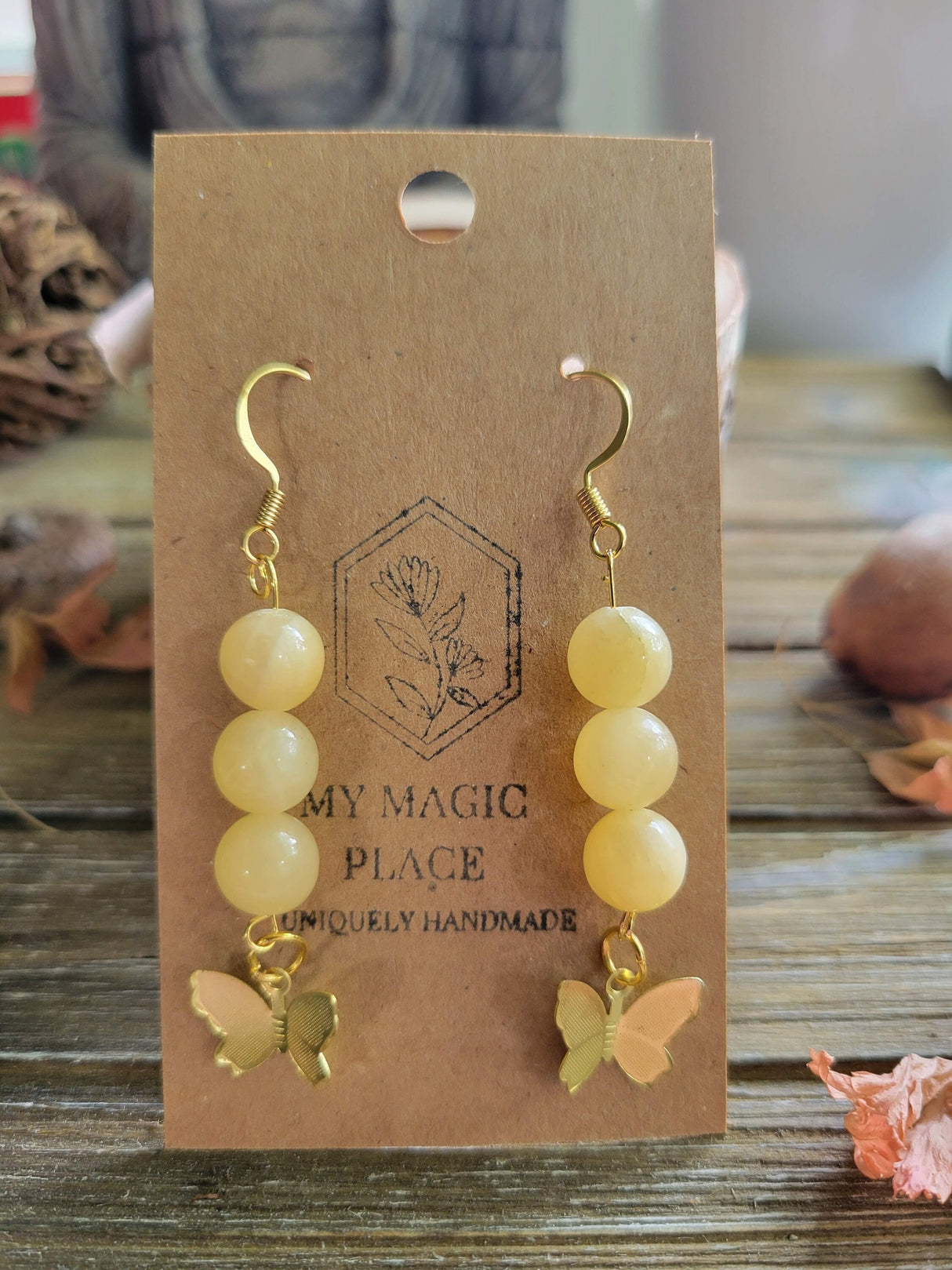 Butterfly Charm Crystal Drop Earrings: Stacked Stone Earrings