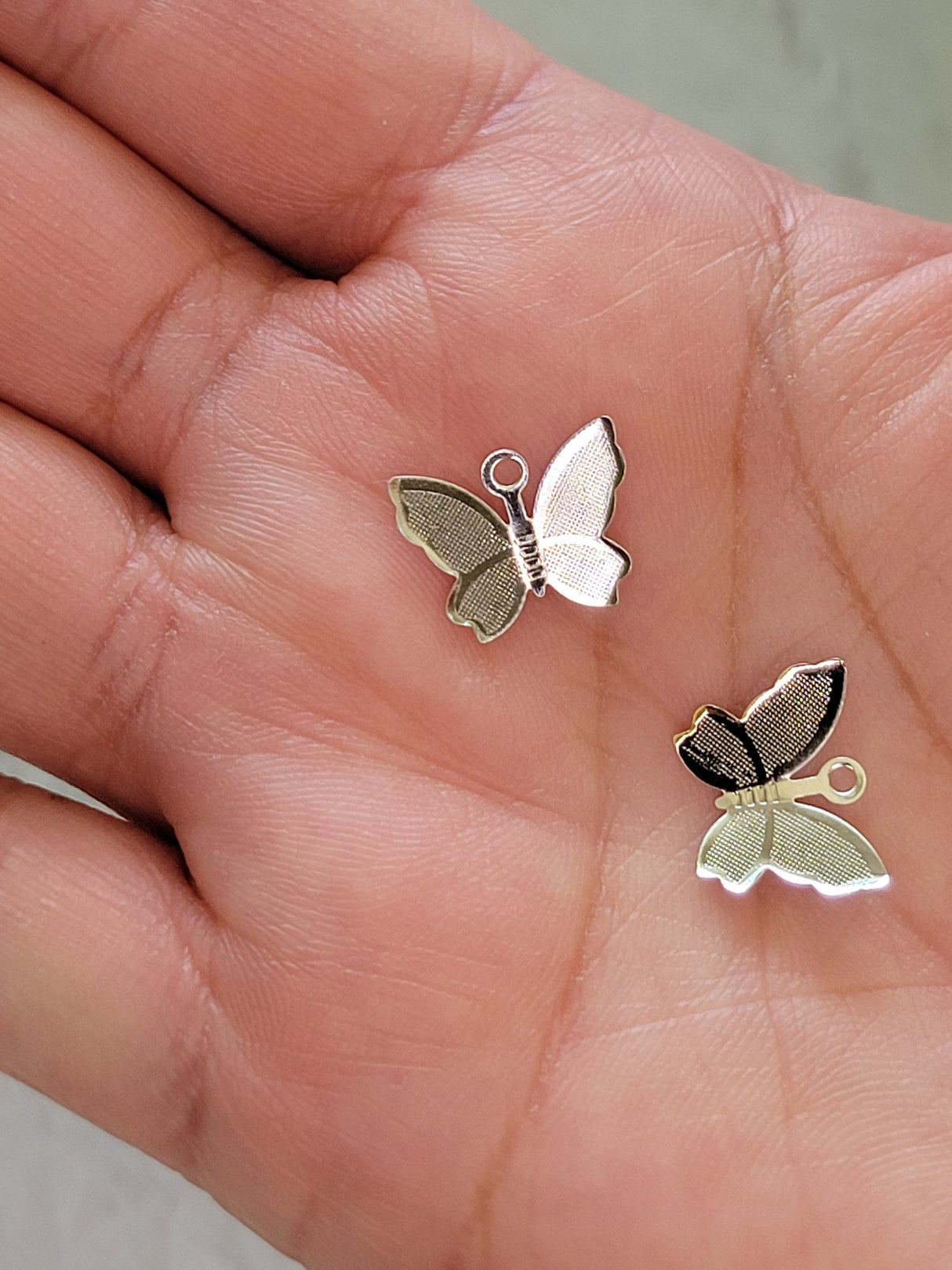 Silver & Gold Butterfly Charms: Filigree Pendants - 10pcs