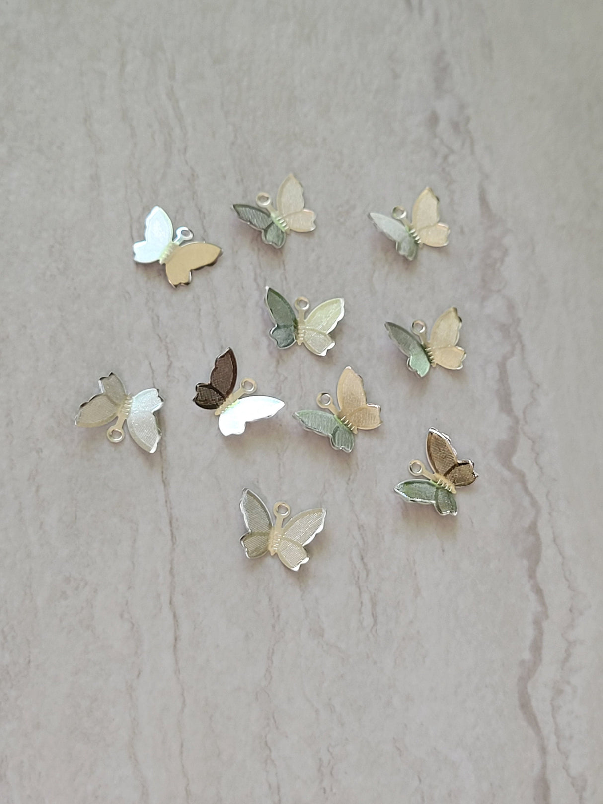 Silver & Gold Butterfly Charms: Filigree Pendants - 10pcs