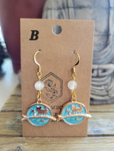 Selenite Celestial Cat Earrings: Gold Charms, Hypoallergenic Hooks