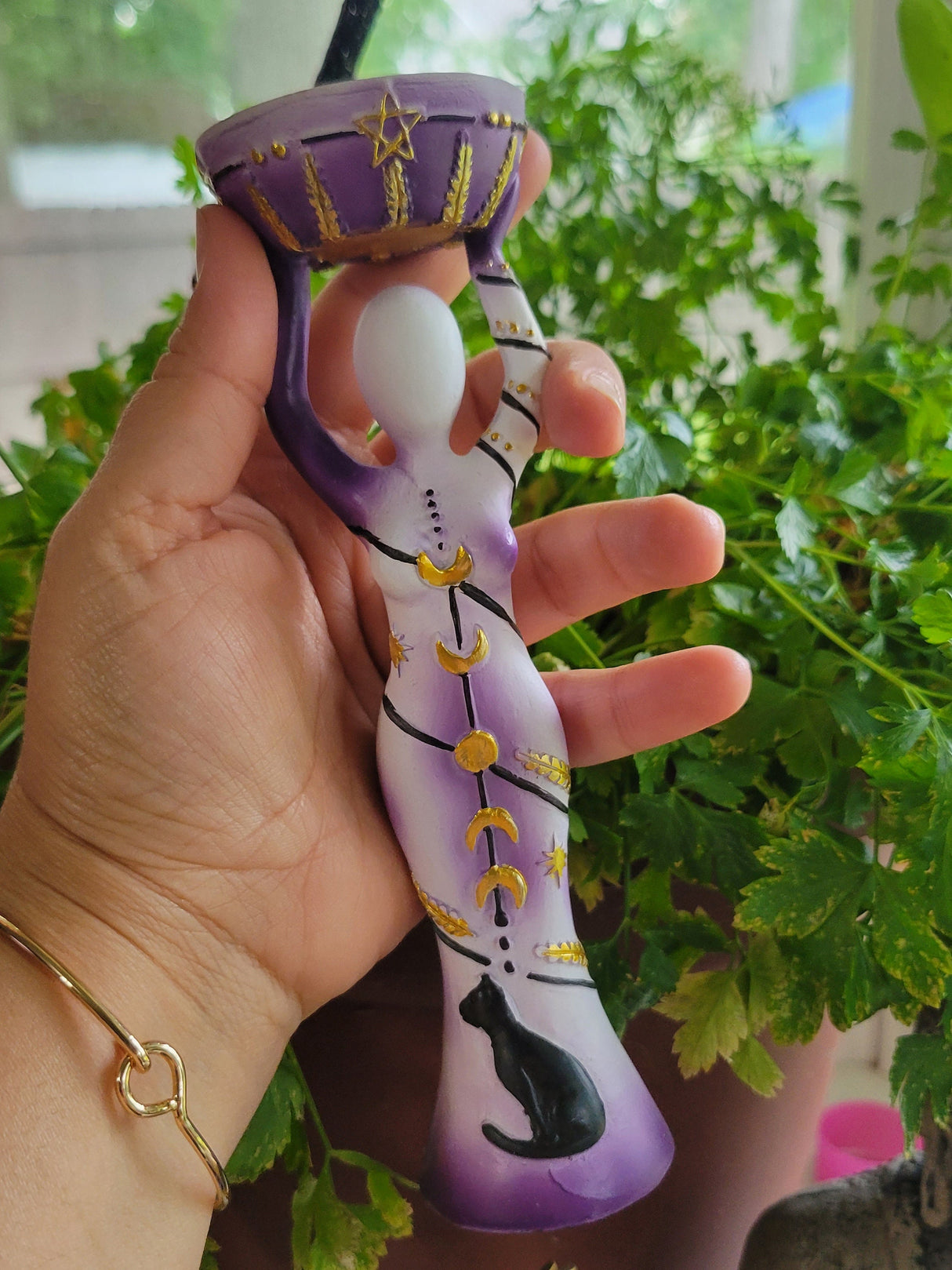 Gaia Figurine Goddess Candle Holder t-light Holder Moon Goddess altar decoration