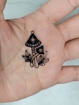 Mushroom charm, stainless steel charms, moon phases mushroom pendant