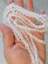 Natural Selenite Bead Strand: 6mm Round Gemstone Beads (15.7 inch)