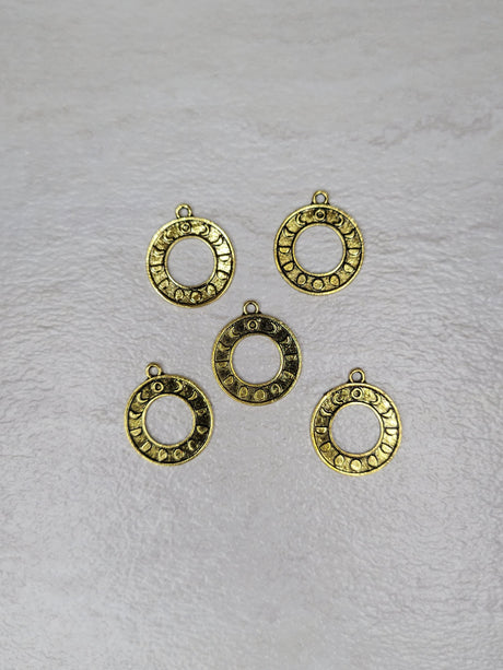 Donut with moon phase charm antique golden color