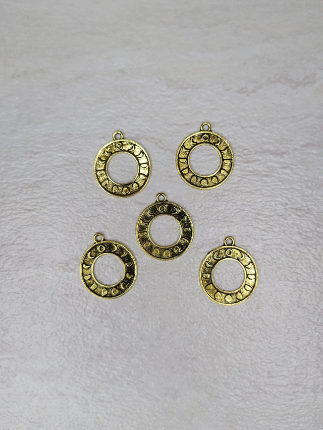 Donut with moon phase charm antique golden color