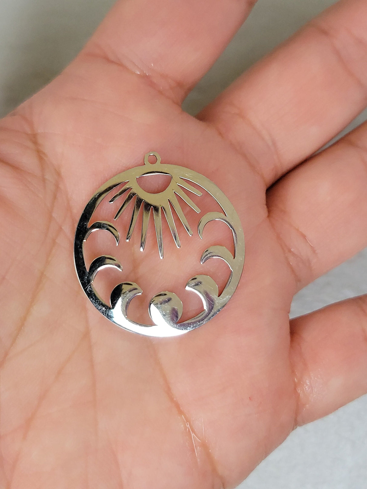 Sun and Moon Phases Pendants: Jewelry Making Charms (2 pc)