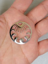 Sun and Moon Phases Pendants: Jewelry Making Charms (2 pc)