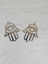 Hamsa hand charm , evil eye charm, jewelry making, stainless steel
