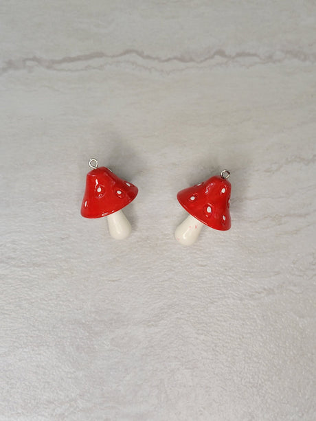 Resin mushroom red , big mushroom pendants , jewelry making