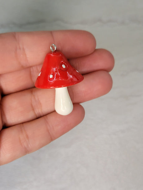 Resin mushroom red , big mushroom pendants , jewelry making