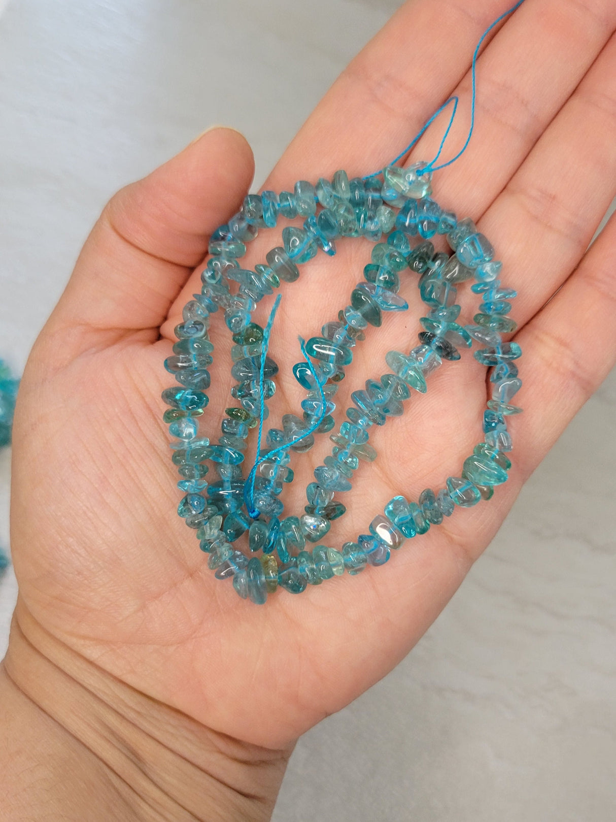 Natural apatite gemstone chip, 15.5 strand crystal chip jewelry making