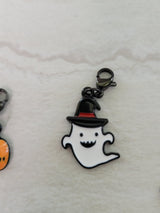 Halloween Enamel Charm Pendants: Castle, Ghost, Pumpkin, Hat, Mouth - 5pc Set