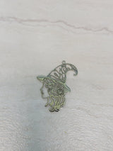 Witch girl face charm, witch jewelry, stainless steel pendants