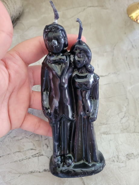 Decorative ritual wedding couple shaped candle white, spell candles