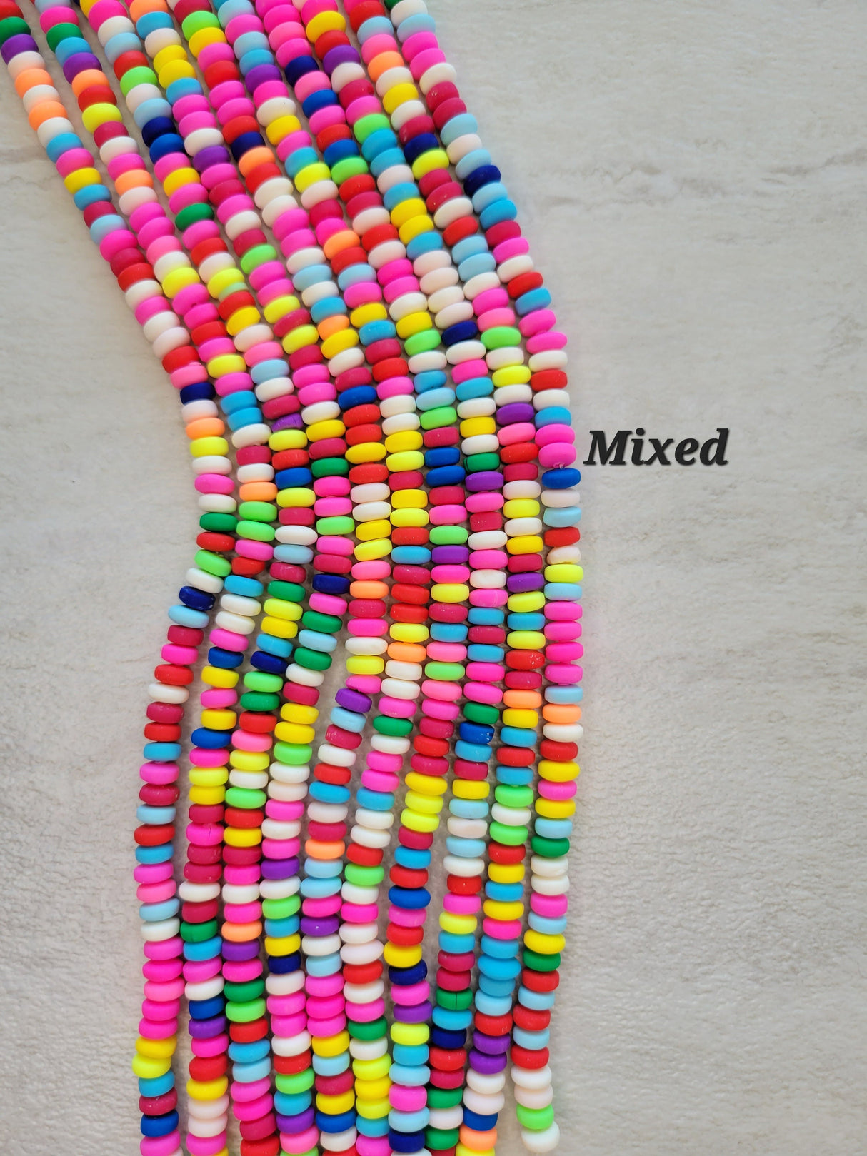 Handmade polymer clay beads strands, jewelry crafts supplies, flat round