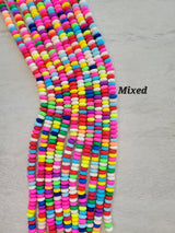 Handmade polymer clay beads strands, jewelry crafts supplies, flat round