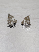 Mushroom charm, stainless steel charms, moon phases mushroom pendant