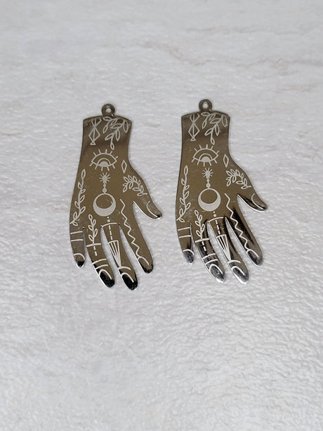Magic hand charms, stainless steel charms, jewelry making