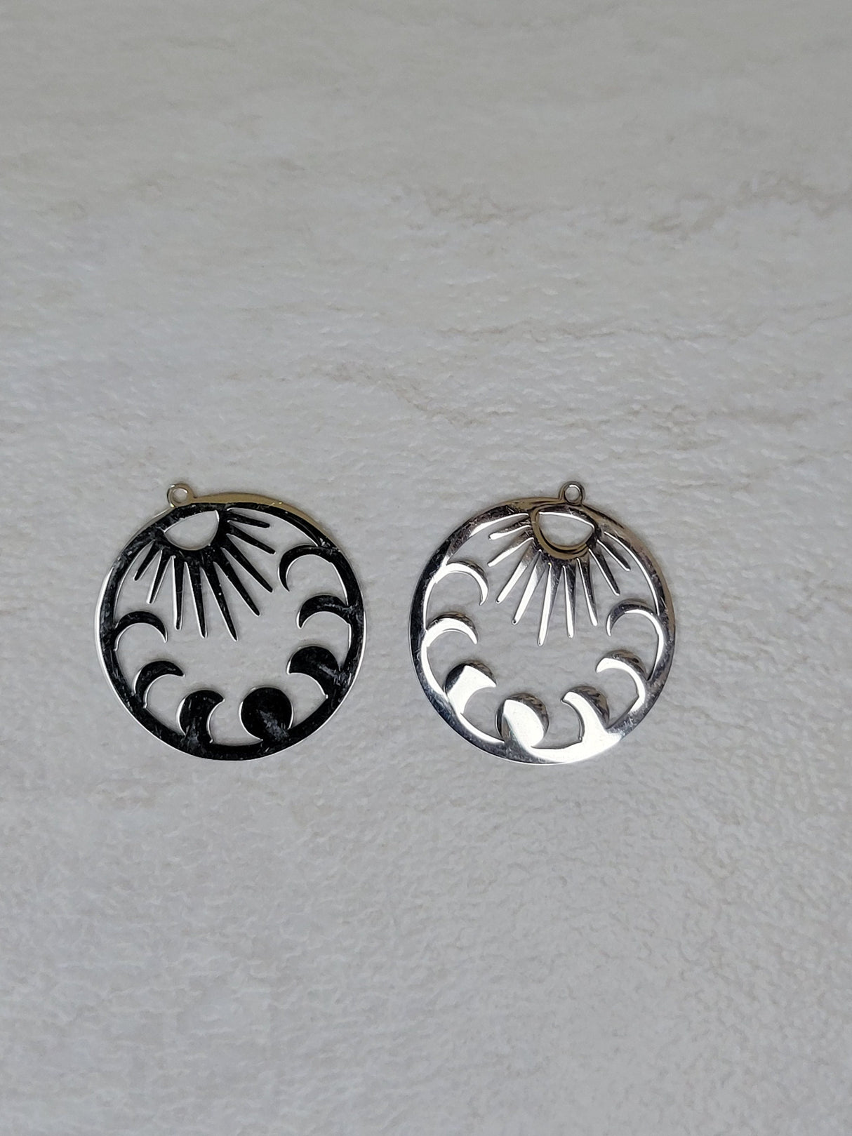 Sun and Moon Phases Pendants: Jewelry Making Charms (2 pc)