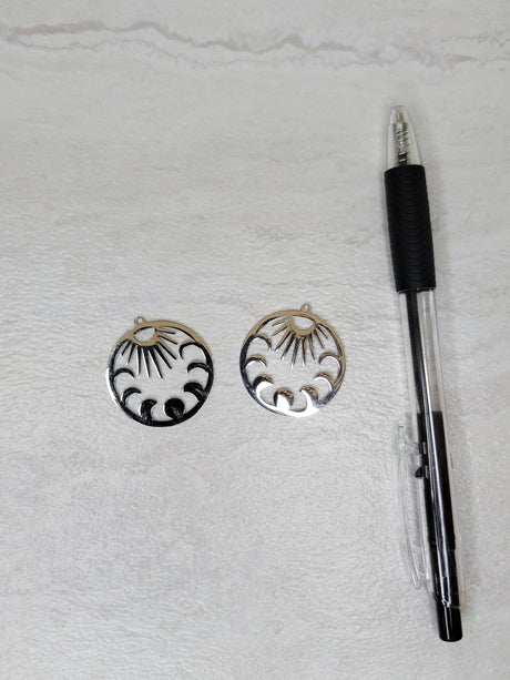 Sun and Moon Phases Pendants: Jewelry Making Charms (2 pc)