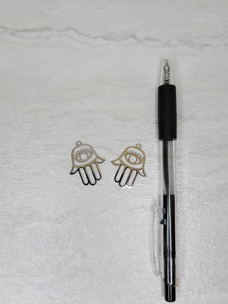 Hamsa hand charm , evil eye charm, jewelry making, stainless steel