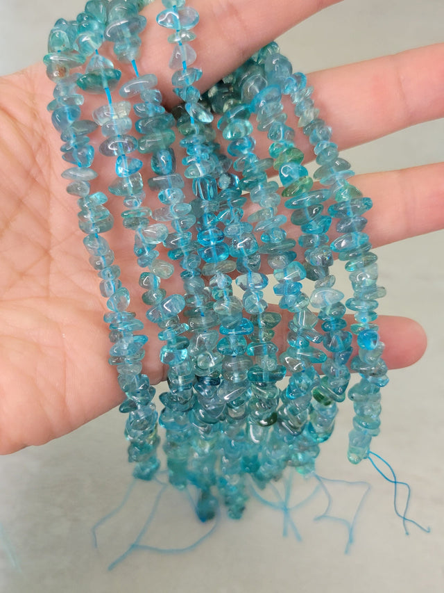 Natural apatite gemstone chip, 15.5 strand crystal chip jewelry making