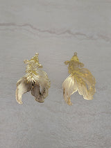 Etched metal goldfish, light gold color , 2 charms, Fish Charms, Jewelry Making