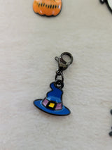 Halloween Enamel Charm Pendants: Castle, Ghost, Pumpkin, Hat, Mouth - 5pc Set