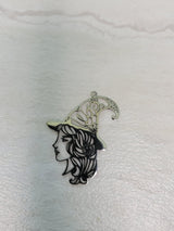 Witch girl face charm, witch jewelry, stainless steel pendants