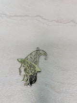 Witch girl face charm, witch jewelry, stainless steel pendants